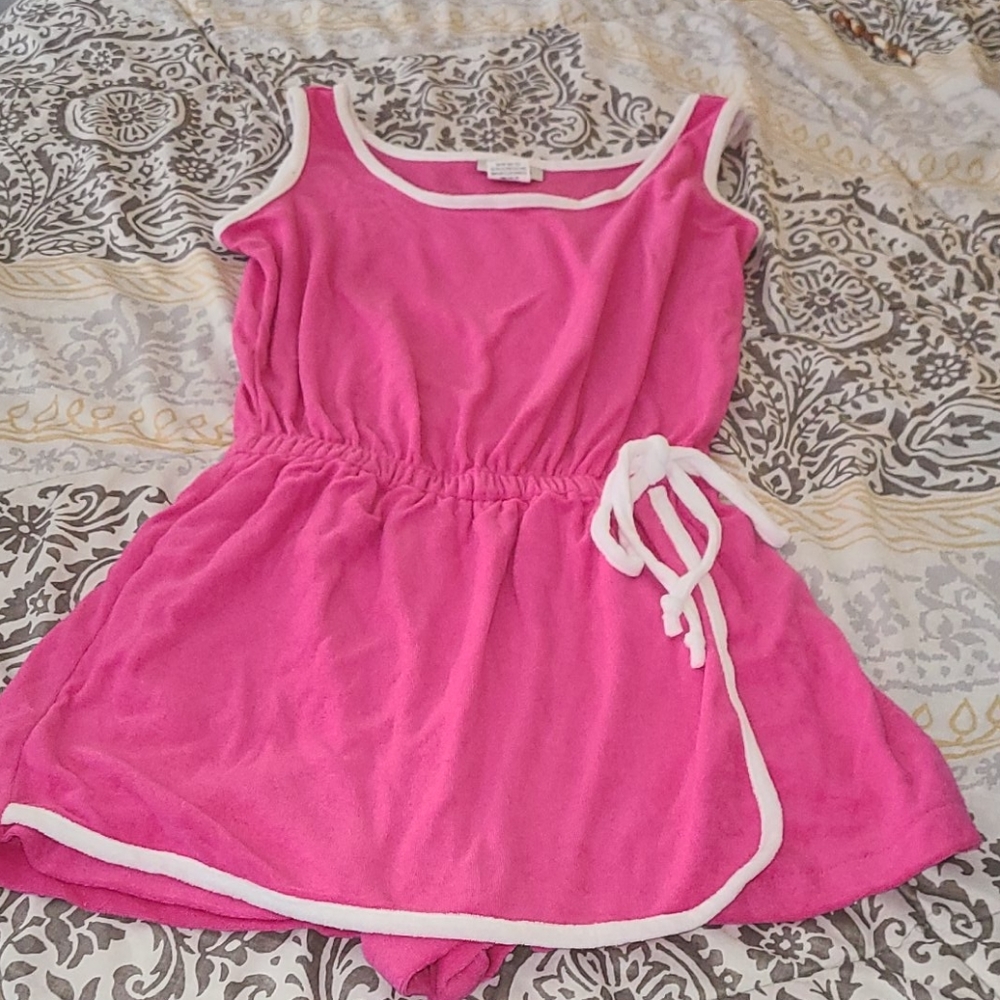 Pink and white romper skort
